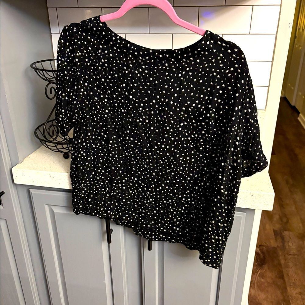 Women's Black and White Star Dot Top, by Bongo